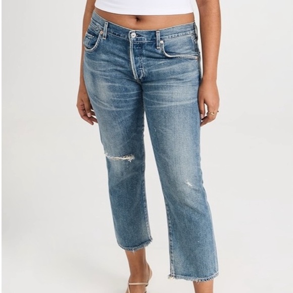 Citizens of Humanity Women Blue Button Fly Distress EMERSON SLIM BOYFRIEND Jean